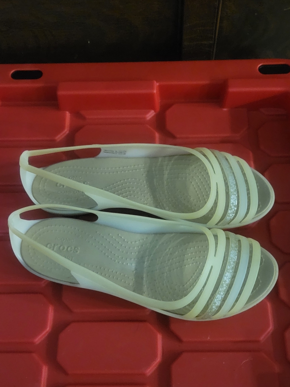 Crocs Women’s Pale Yellow Slingback Flats - Picture 2 of 5